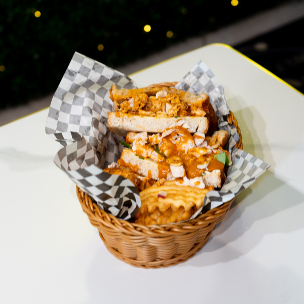 Veggie Melt or Butter Chicken Sandwich with Waffle Fries (SUNDAY SPECIAL)